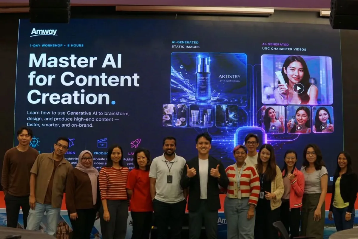 Edison and participants at a past NextGen AI workshop for Amway.